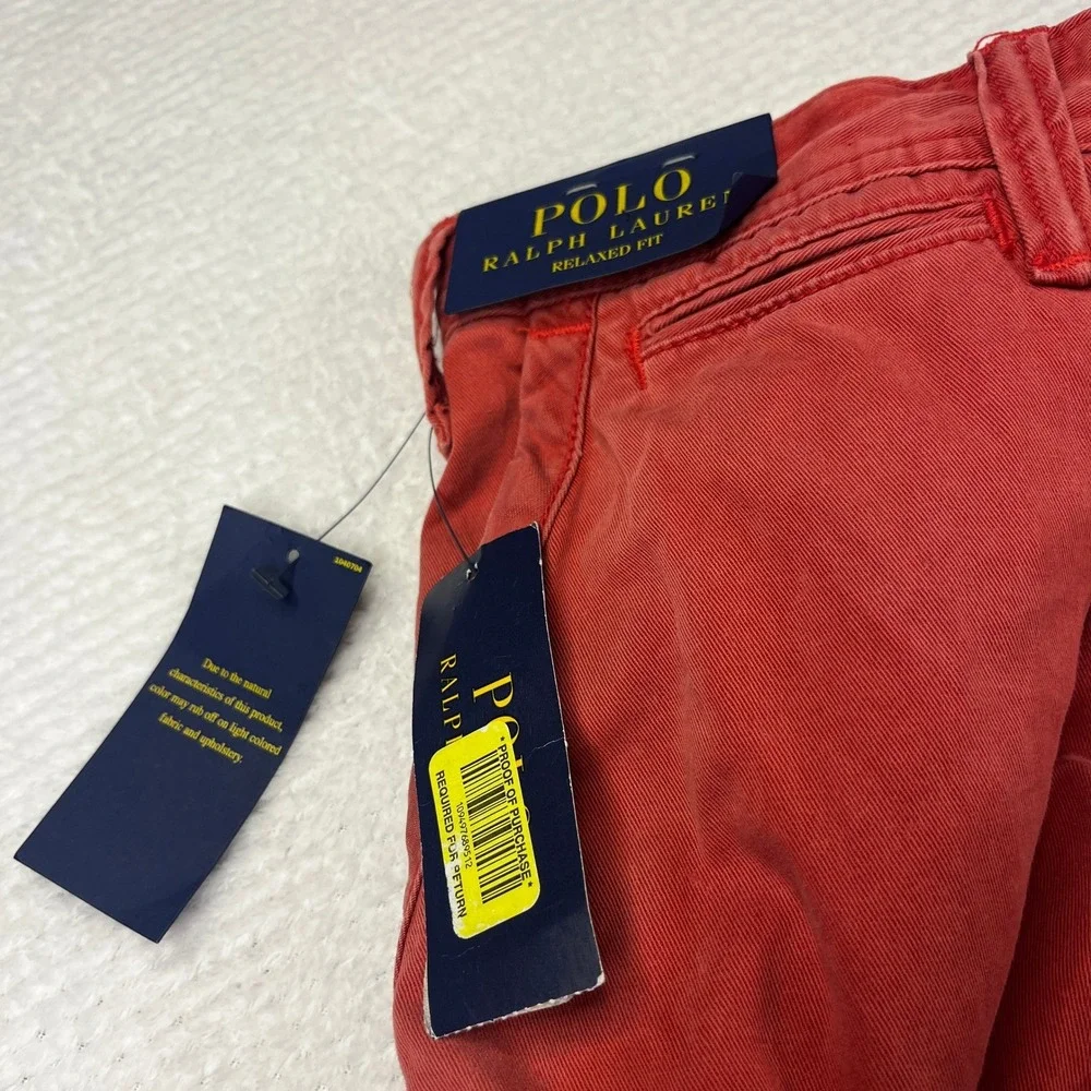 Polo Ralph Lauren Mens Relaxed Fit Chino Shorts Red Size 32 NWT